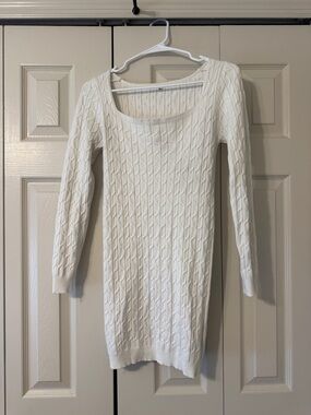 SHEIN White Cable Knit Mini Dress